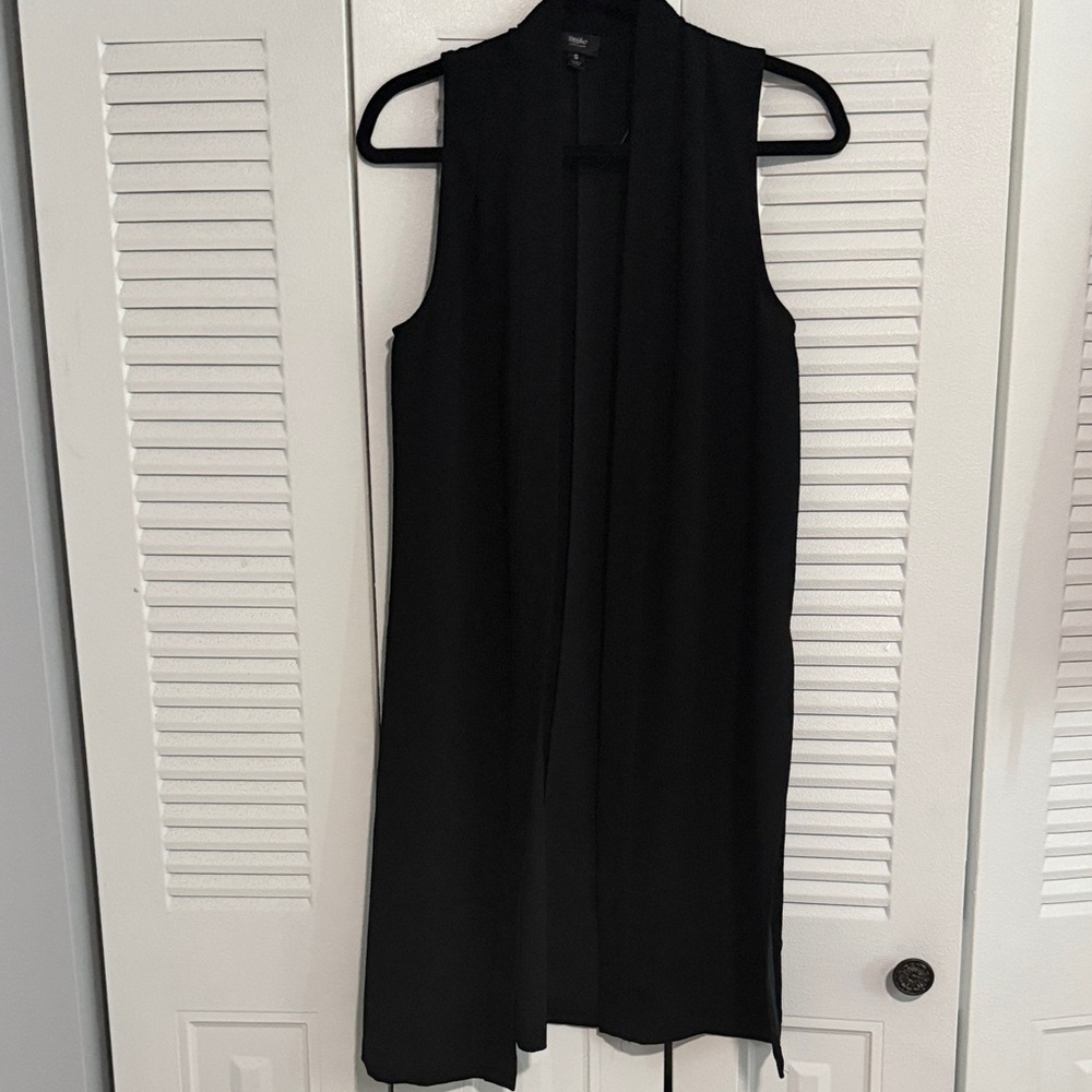 Black Sleeveless Long Vest Dress - Unbranded